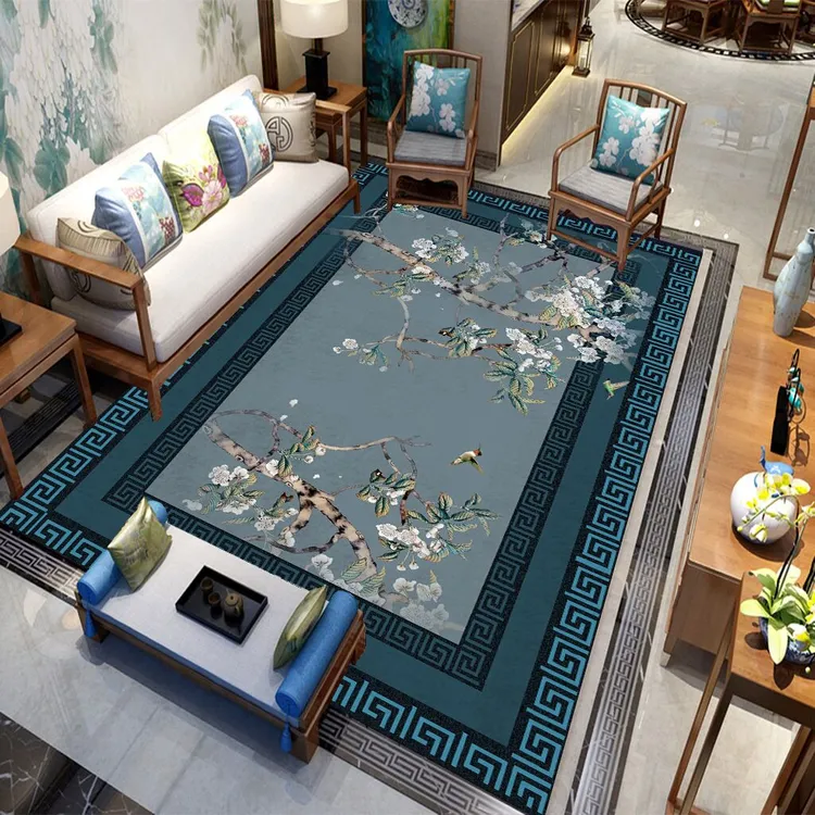 【金钻绒花香鸟语】地毯新中式客厅茶几地毯床边毯玄关大门口防滑垫