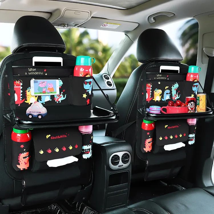 汽车座椅后背收纳袋卡通车载儿童可折叠餐桌置物盒车内杂物袋用品