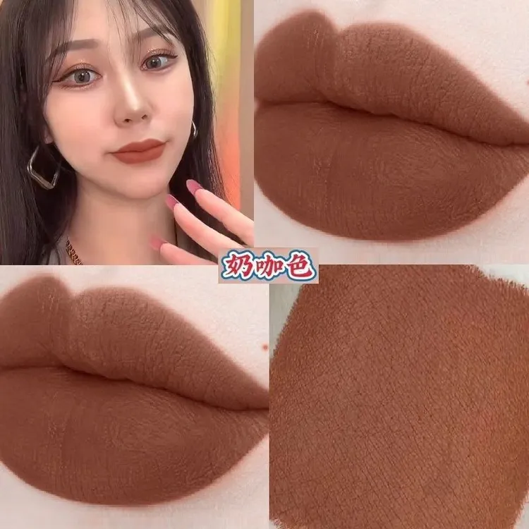 奶咖色口红唇膏丝绒哑光板栗色吃土色系防水不易沾杯不脱色高颜值