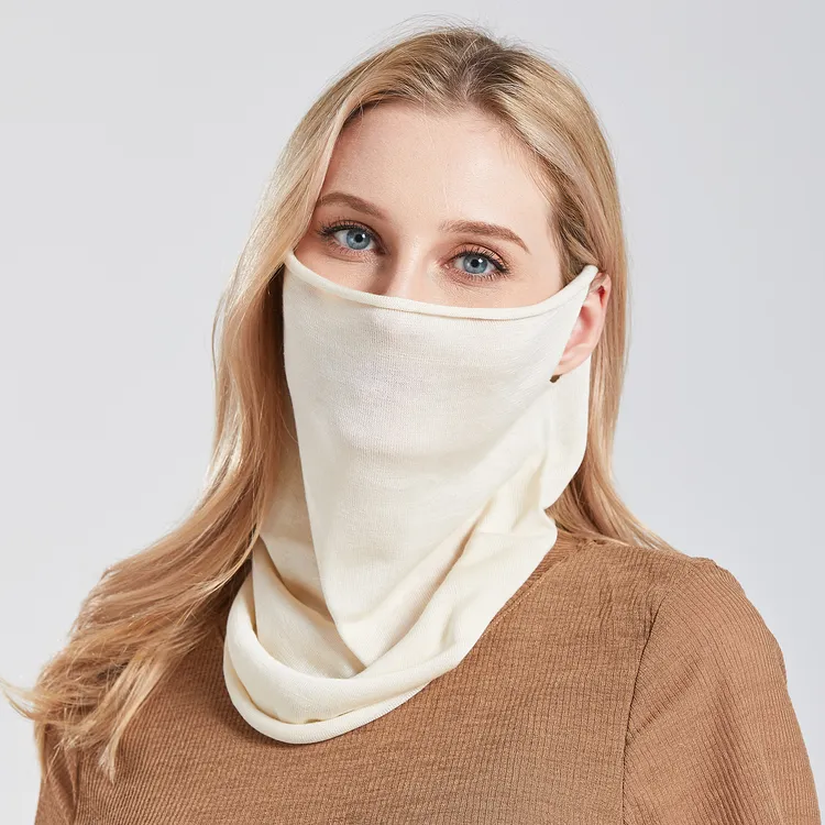 2025纯真丝蚕丝防晒旅游薄透气百搭针织护颈挂耳户外遮面脖套围脖