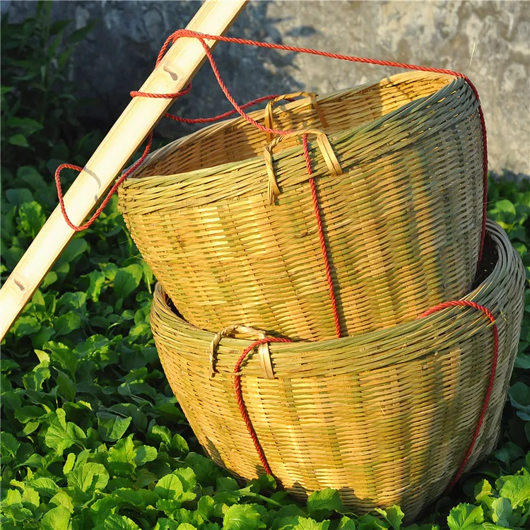 竹编箩筐大号竹筐水果收纳篮环卫筐竹制种植粮食筐喜事篮家用手工