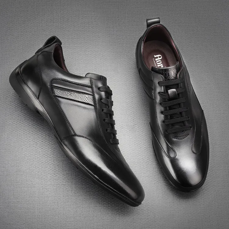 Aorllun/奥勒伦男士休闲皮鞋新款商务休闲鞋小牛皮真皮软底小皮鞋