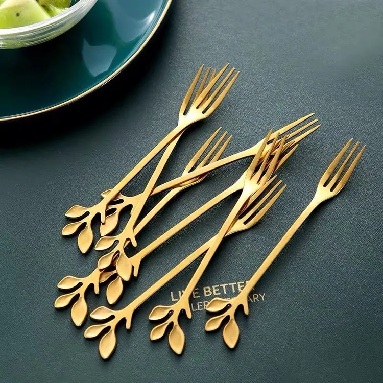 水果叉子家用套装不锈钢月饼叉奶酪叉甜品叉蛋糕叉欧式奢华小叉子