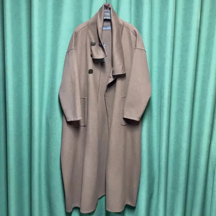 时尚简洁长款休闲毛呢外套