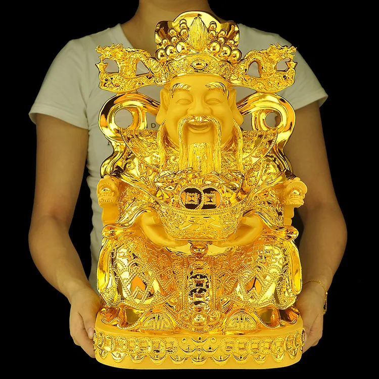沙金财神爷摆件文财神家用客厅玄关店铺公司前台装饰中式开业礼品