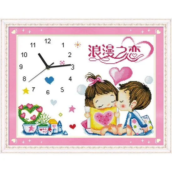 十字绣自绣2025年新款钟表简单时钟卧室手工自己绣情侣系列爱情