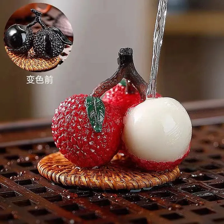 联谊荔枝茶宠树脂摆件冲水变色茶玩精品可养迷你创意茶道茶具配件