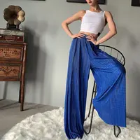 断码清WYZ盖盖新长裤高腰休闲裤超长拖地裤蓝色百褶裤阔腿裤