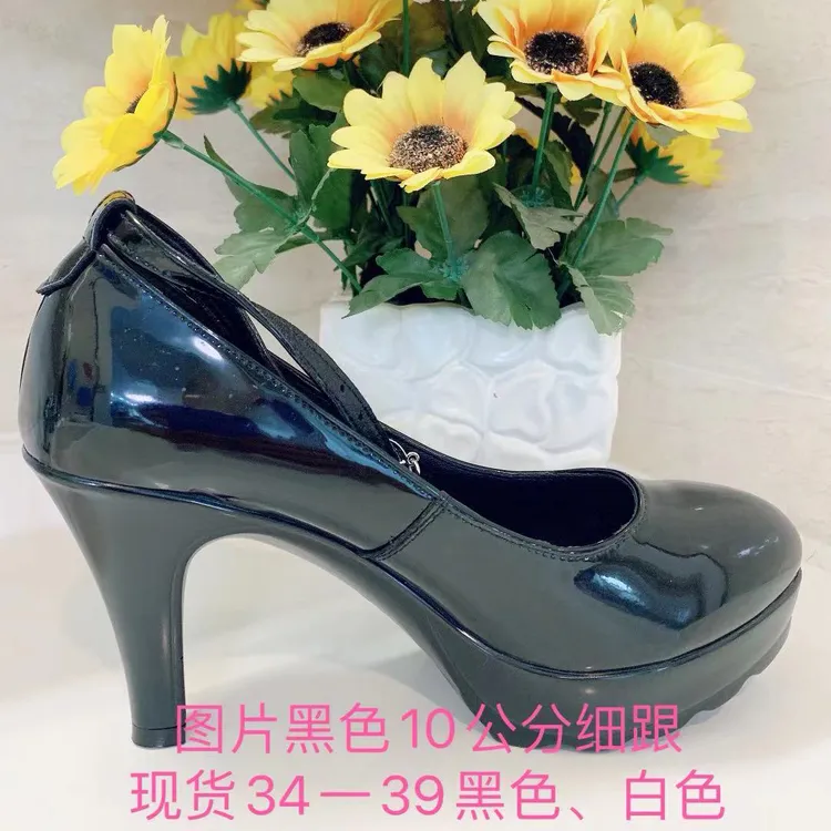 李月英细跟全皮亮光高跟鞋前水台T台走秀生活鞋