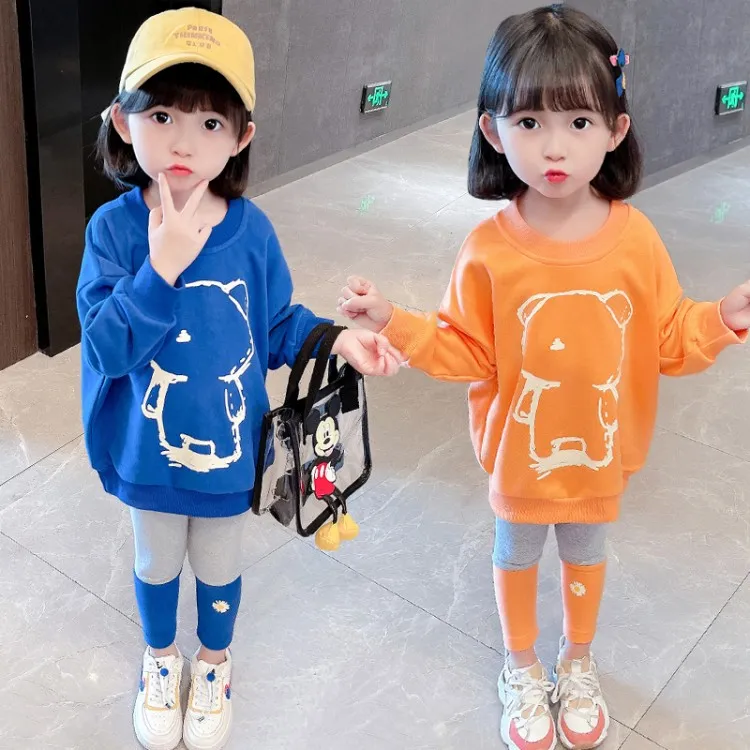 女童卫衣套装春秋款儿童2023新款女宝宝网红童装中小童卫衣两件套