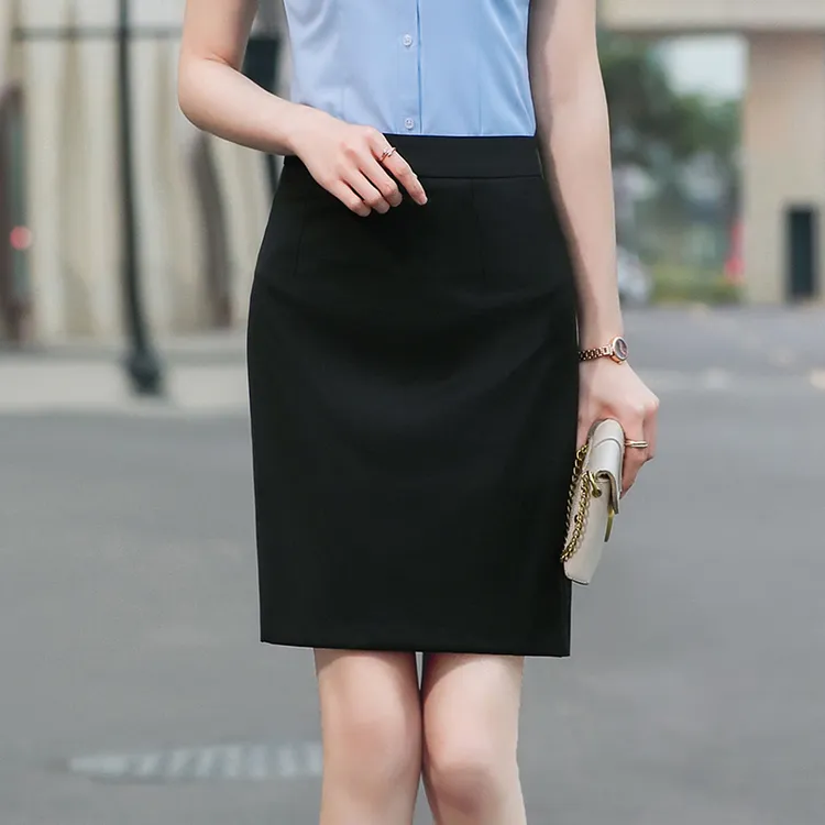 卡翠娜(夏季薄款)黑色半身裙女夏季2022新款女士高腰职业收腰西裙
