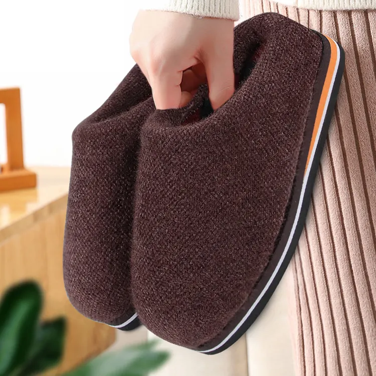 【绒布保暖】雪貂绒布厚底冬天保暖中老年棉棉新款棉拖鞋室内拖鞋