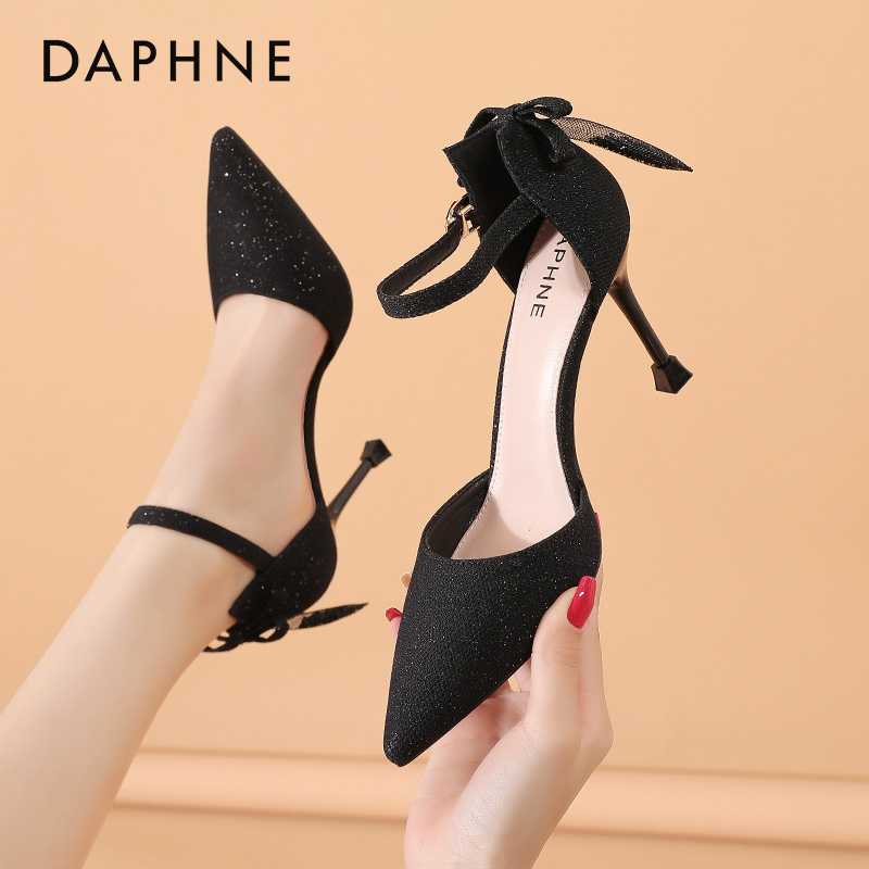 Daphne/达芙妮【5cm/8cm可选】一字带高跟鞋女包头凉鞋DFN8366_3W
