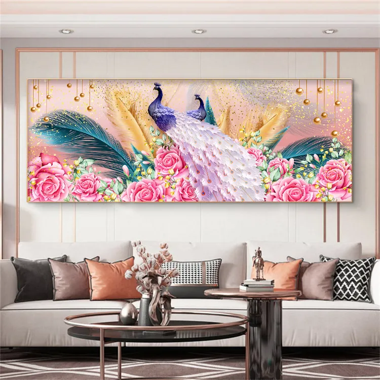 DC/蒂彩【孔雀羽毛】钻石画客厅卧室装饰挂画点贴钻十字绣手工diy