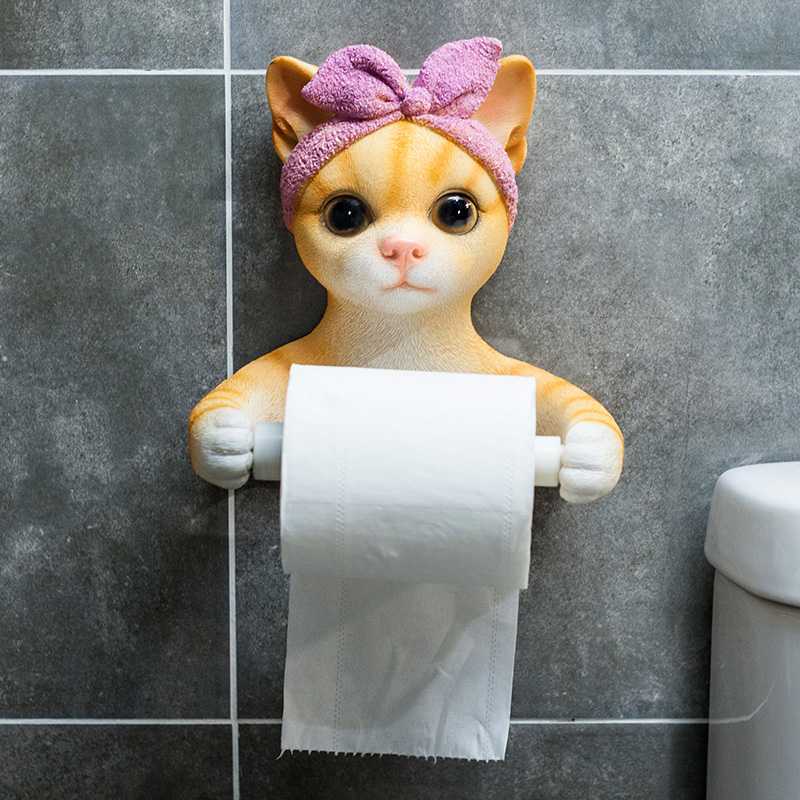 可爱猫狗纸巾架马桶厕所卫生间免打孔浴室壁挂式创意手间卷纸架