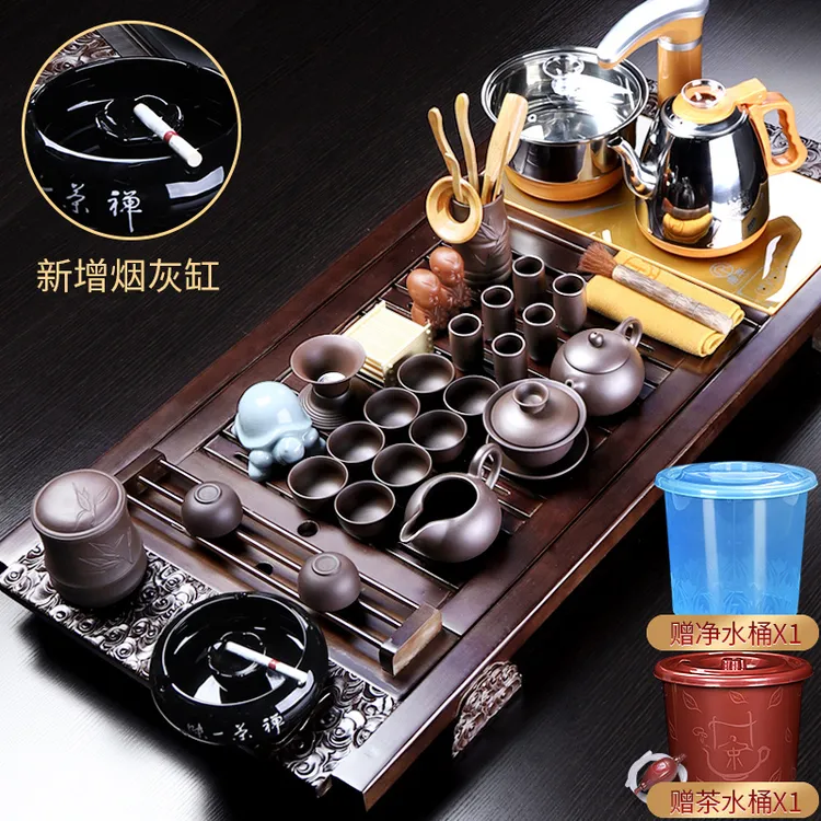 唐丰中式高档一整套实木茶盘家用大号陶瓷茶道全自动烧水茶具茶台