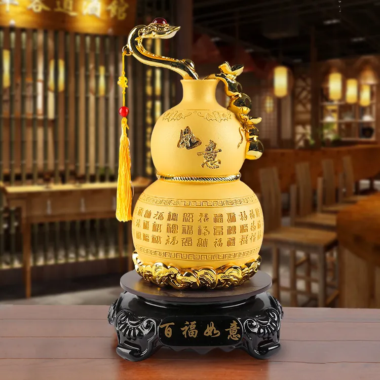 家里吉祥金色福字如意旋转葫芦客厅酒柜玄关家居装饰品工艺品摆件