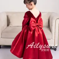 【反季特价】秋冬女童高定大蝴蝶结拖尾生日宴会钢琴表演公主礼裙