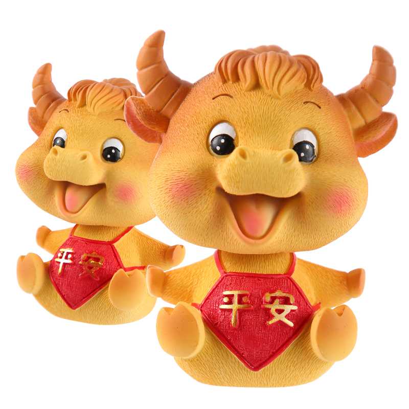 车载手工life快乐摆件牛气冲天摇摇个性发财可爱车载摆件产品美好