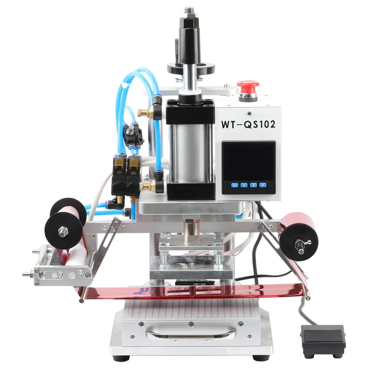 WT-QS102抽屉式气动烫金机PU皮革热压纸质名片塑料LOGO商标烫印机