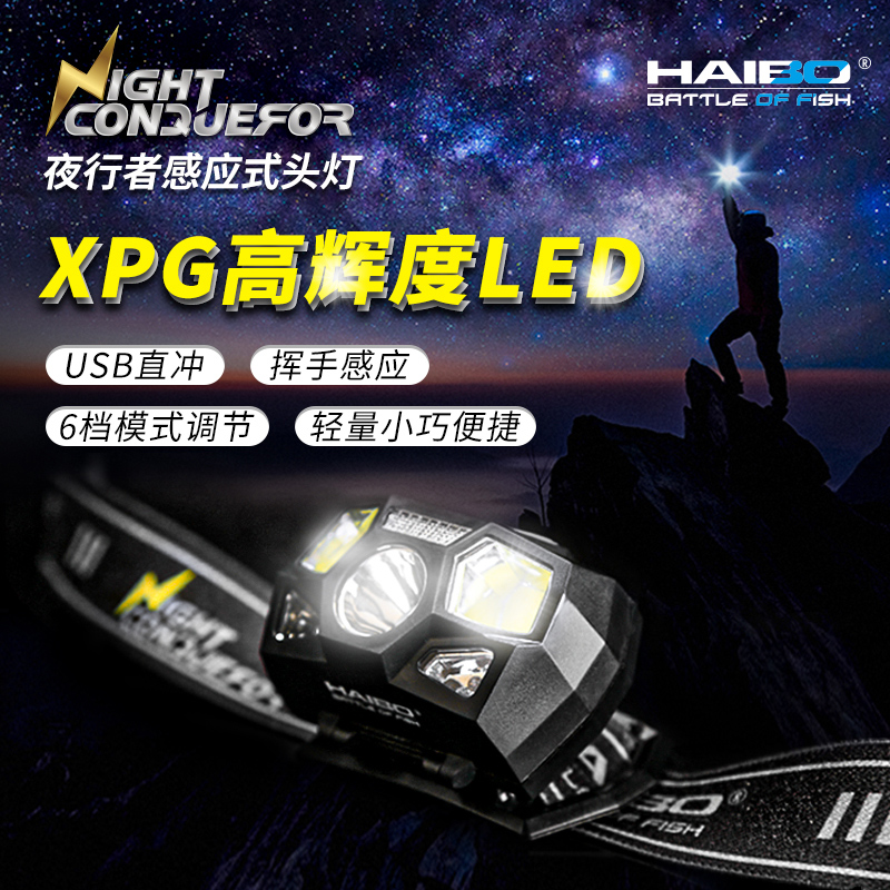 海伯户外夜行者感应式LED头灯