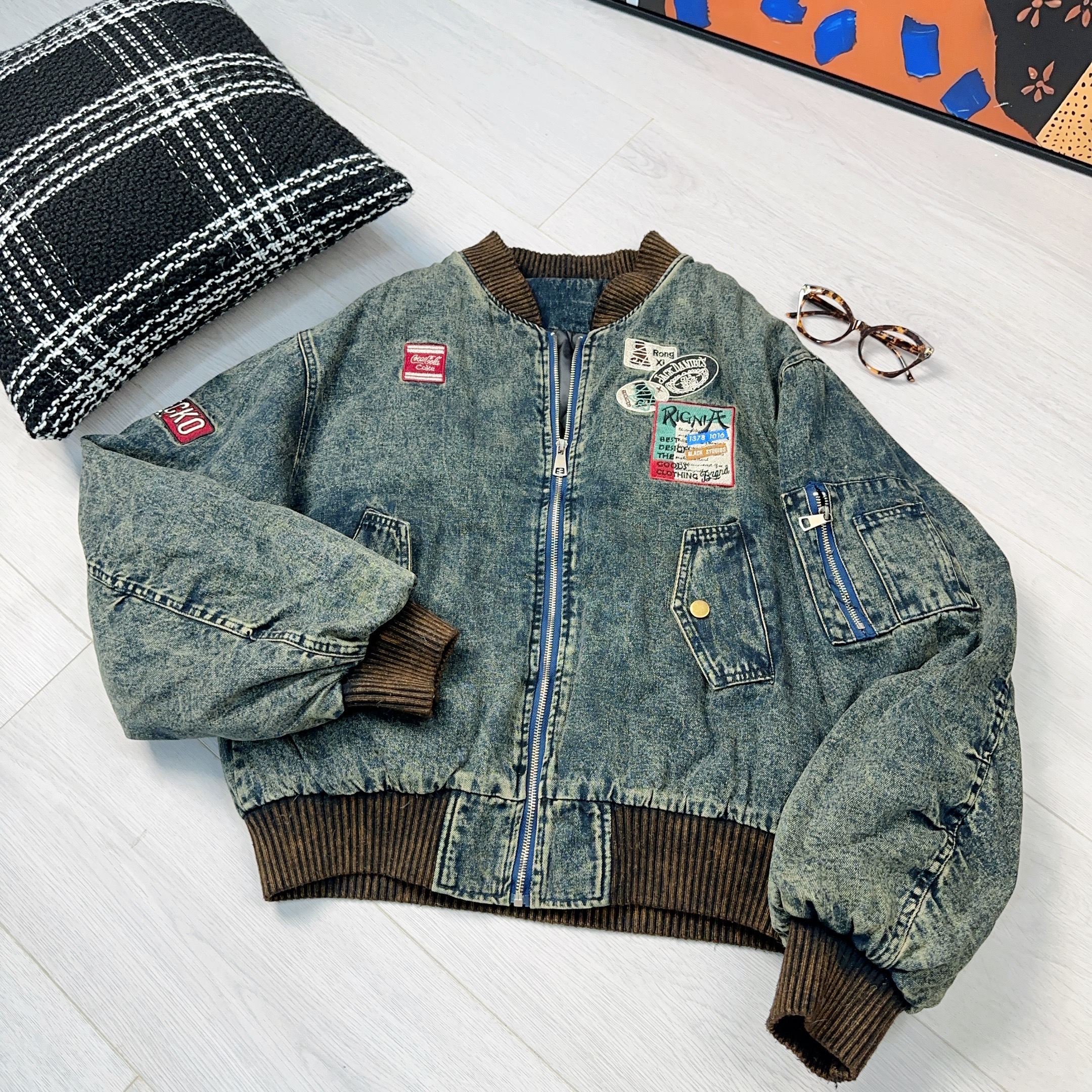 2024年秋季新款潮牌做旧加厚长袖牛仔外套7588