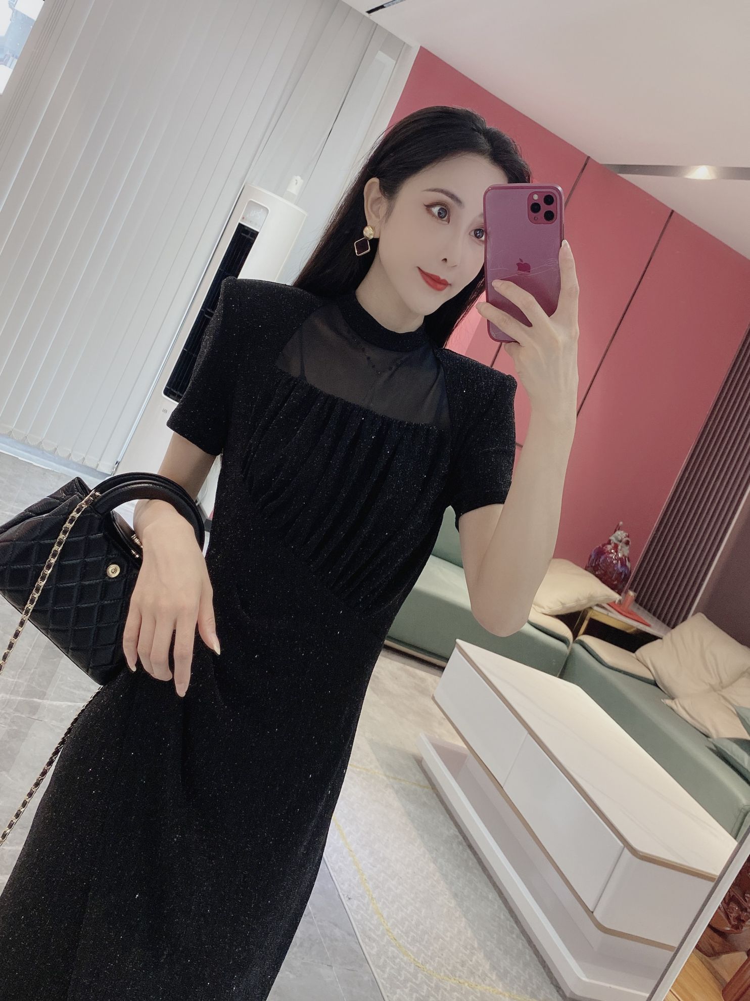 Y【如诗如画】轻奢国风拼接小众透纱开叉女神连衣裙2011