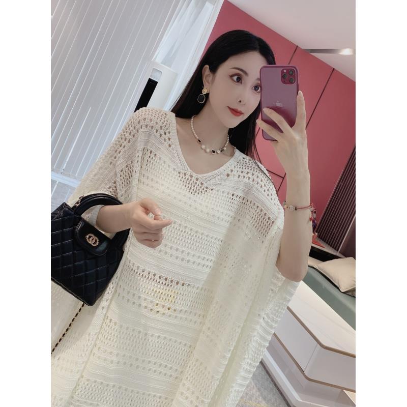 Q【纸片人】镂空钩花蝙蝠袖斗篷针织衫（YD21）4693