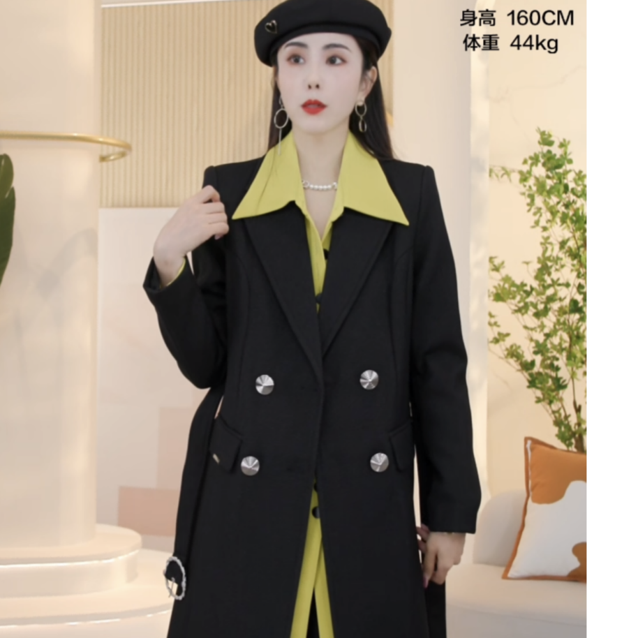 Y【橦颜推荐】系带设计师中长款风衣1142