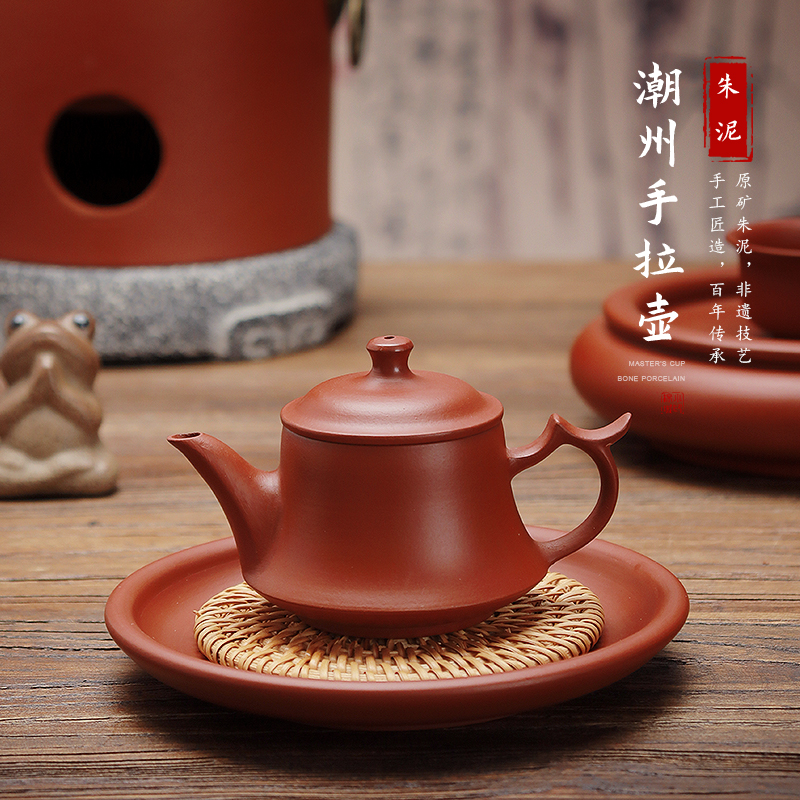 原矿朱泥汉钟壶纯手工入门金钟小品可倒立潮州手拉壶小容量紫砂壶