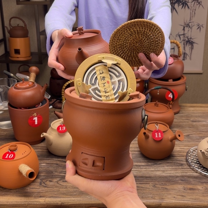 煮水煮茶甘甜 潮州砂佻壶 搭藤垫