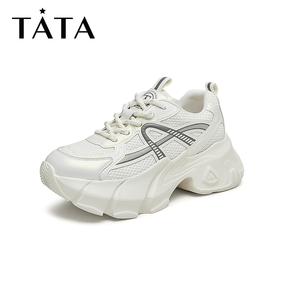 Tata他她厚底休闲老爹鞋女鞋时尚银色运动鞋2024秋季新款CAN01CM4