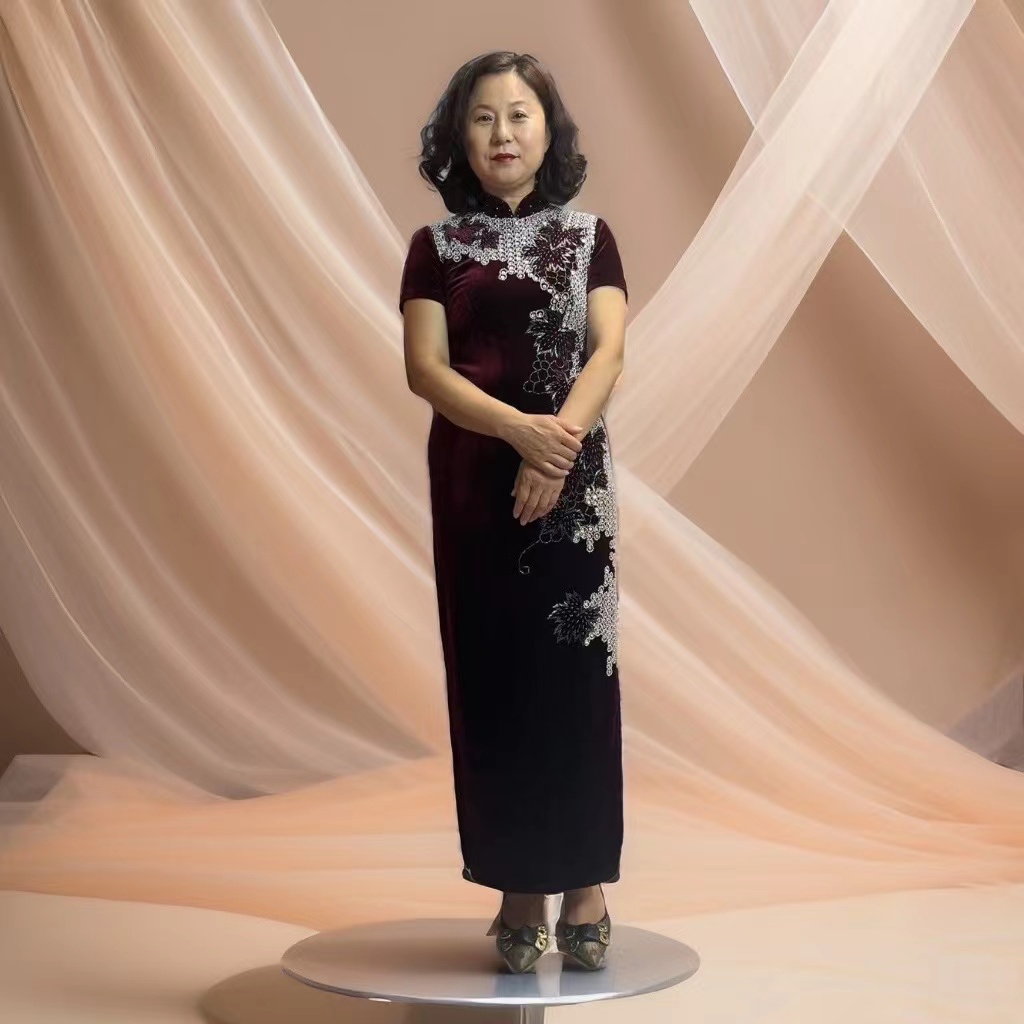 旗袍中国风旗袍时尚气质修身显瘦走秀网红简约减龄中长款双层