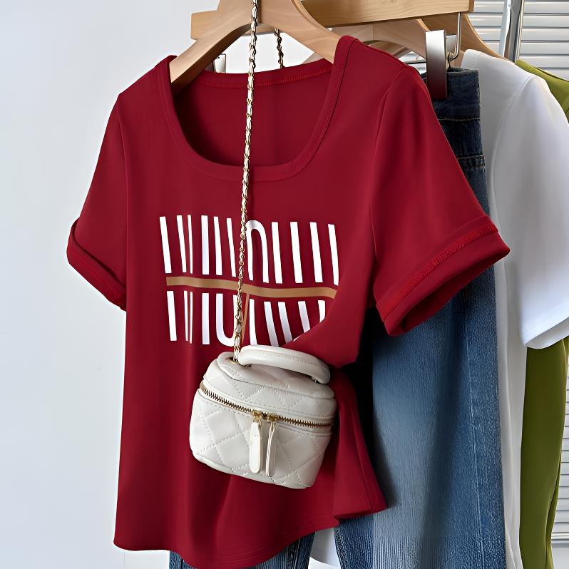 2025新款微胖正肩大码女装显瘦时尚百搭短袖T恤洋气
