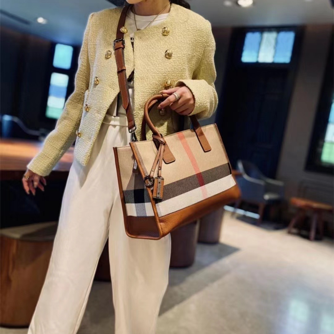 A02托特包新款巴黎街头高级时尚百搭格纹手提斜挎手工女包#748