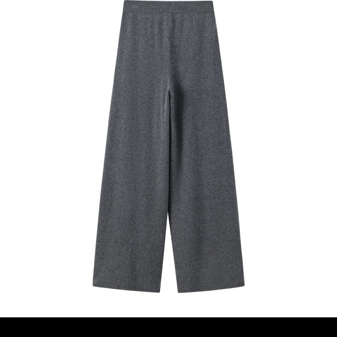 羊绒混纺阔腿裤高腰秋冬舒适宽松休闲灰色纯色秋季针织时尚百搭