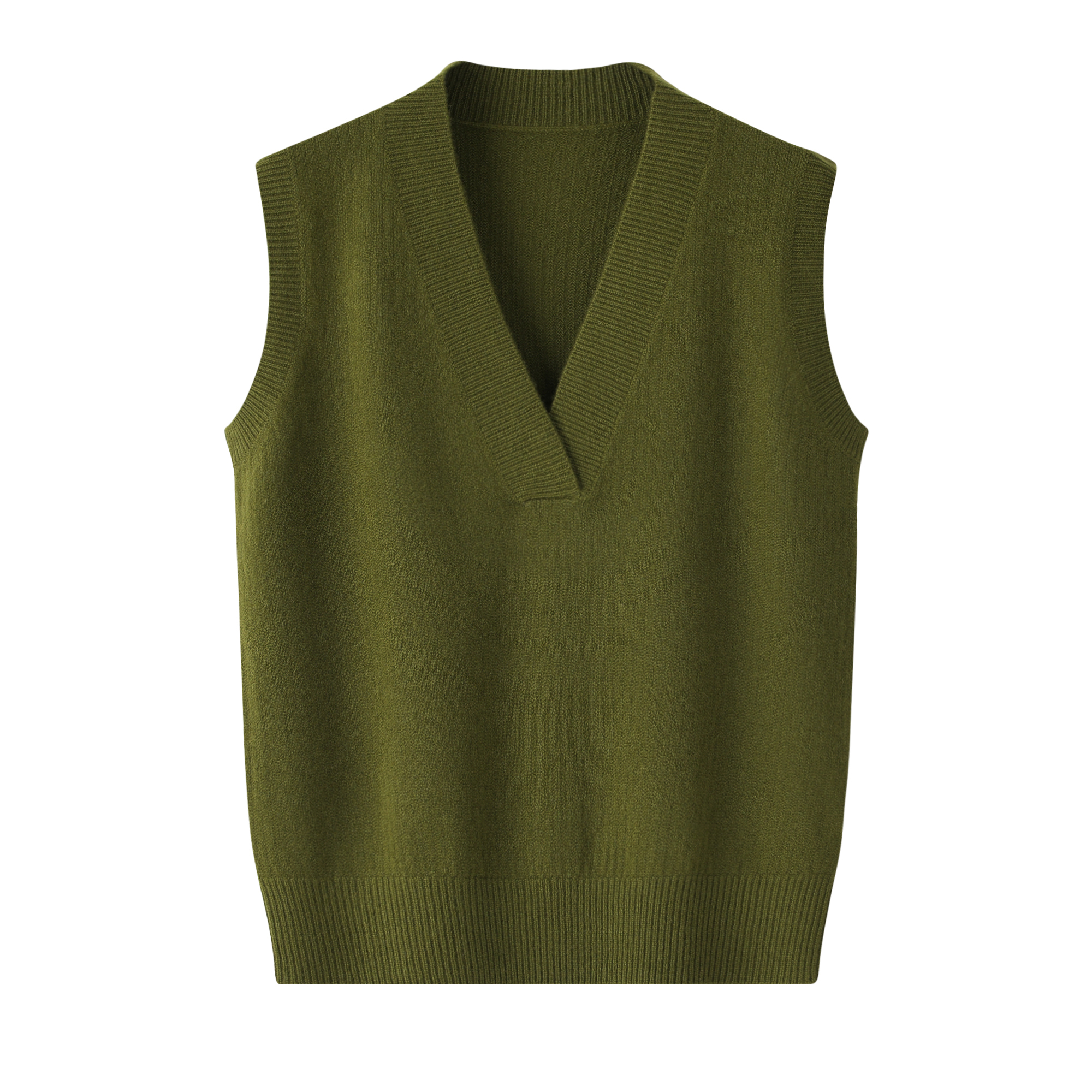 羊绒女士无袖秋冬宽松马甲秋季简约春秋百搭纯色v领套头上衣针织