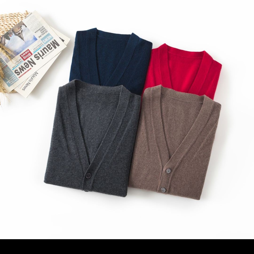 长袖休闲加厚秋冬男士纯色保暖时尚百搭长款针织羊绒春秋冬季秋季