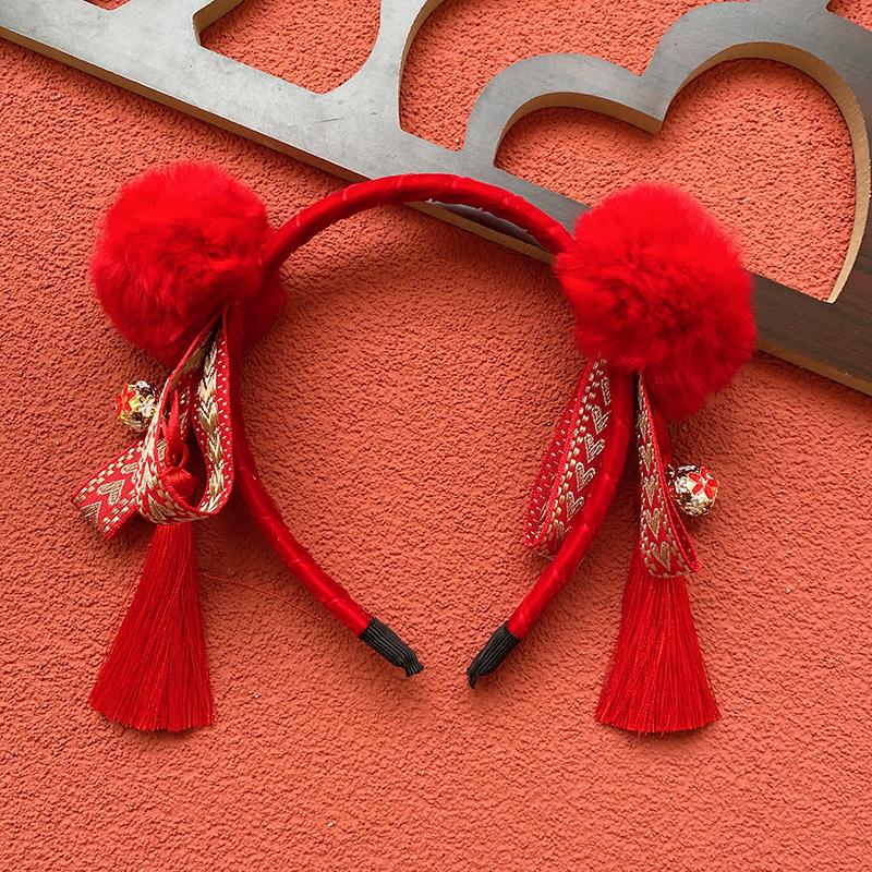 一岁宝宝生日头饰红色喜庆新年周岁发箍婴幼儿不勒头可爱超萌发夹