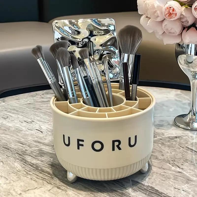 旋转化妆刷收纳筒桌面笔筒感化妆品口红收纳盒眉笔刷子化妆桶