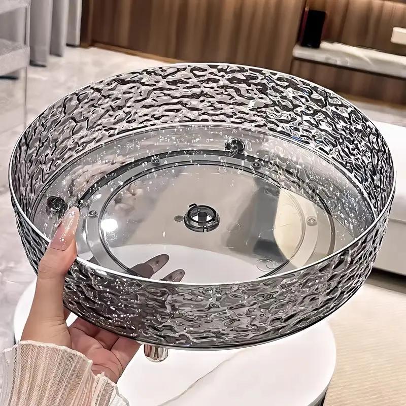 轻奢水果盘客厅家用2023新款茶几旋转果盘糖果盘摆放零食盘