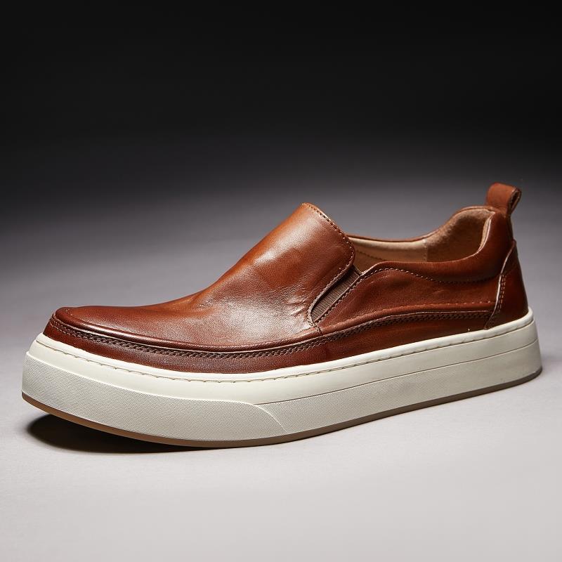 马皮鞋2024春夏季休闲真皮鞋男英伦广州高端透气乐福鞋男士一脚蹬