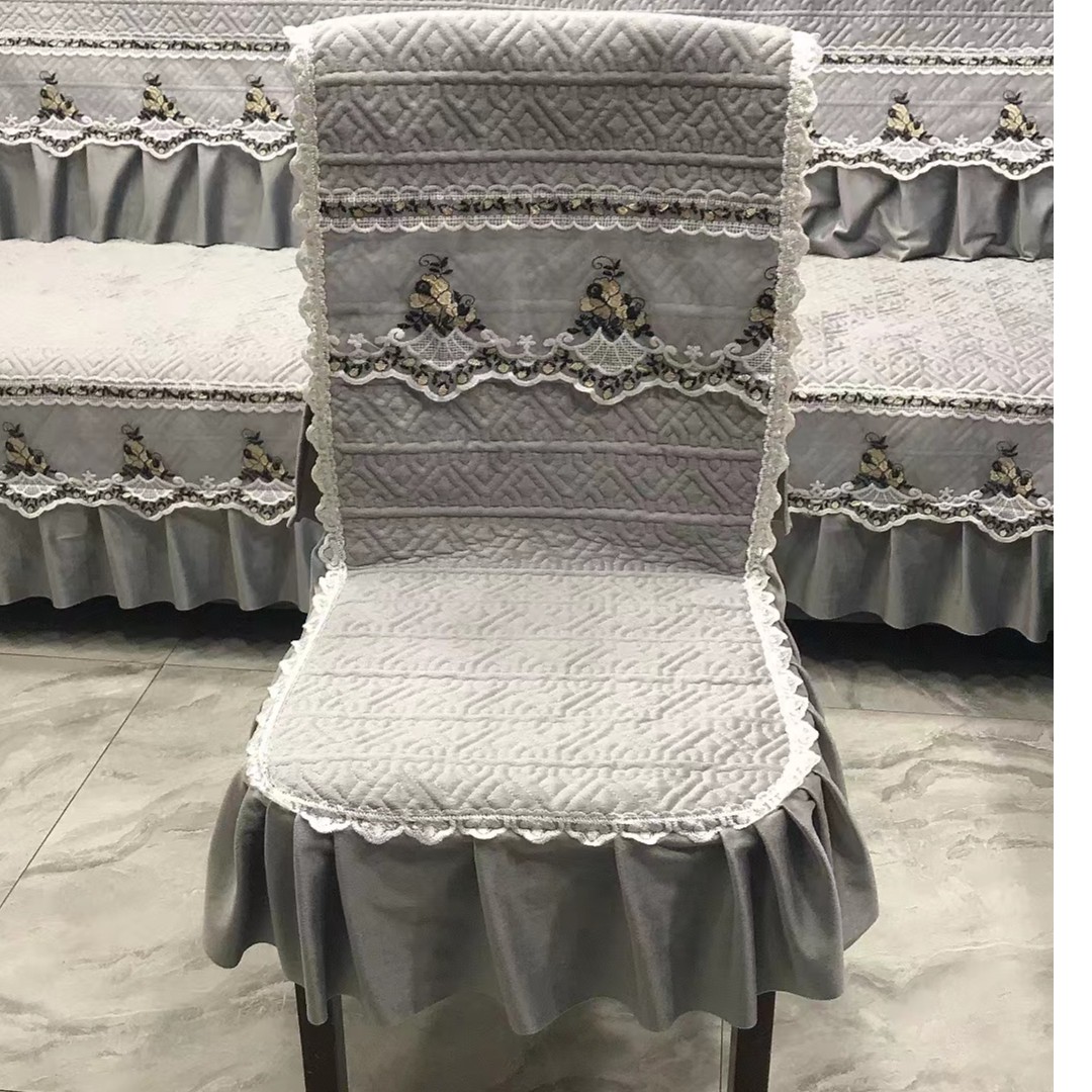 【比利时绒】新款高档四季通用餐桌椅子套椅垫中式连体椅套一体防滑