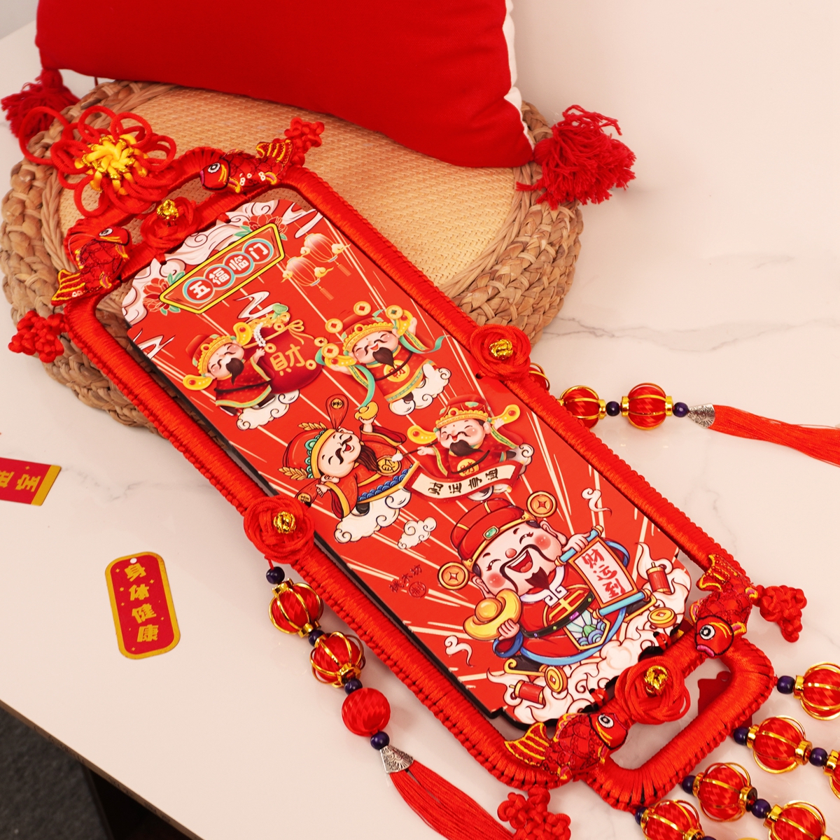 2025新款挂件装饰挂饰五福临门福牌中国结对联乔迁新婚挂件