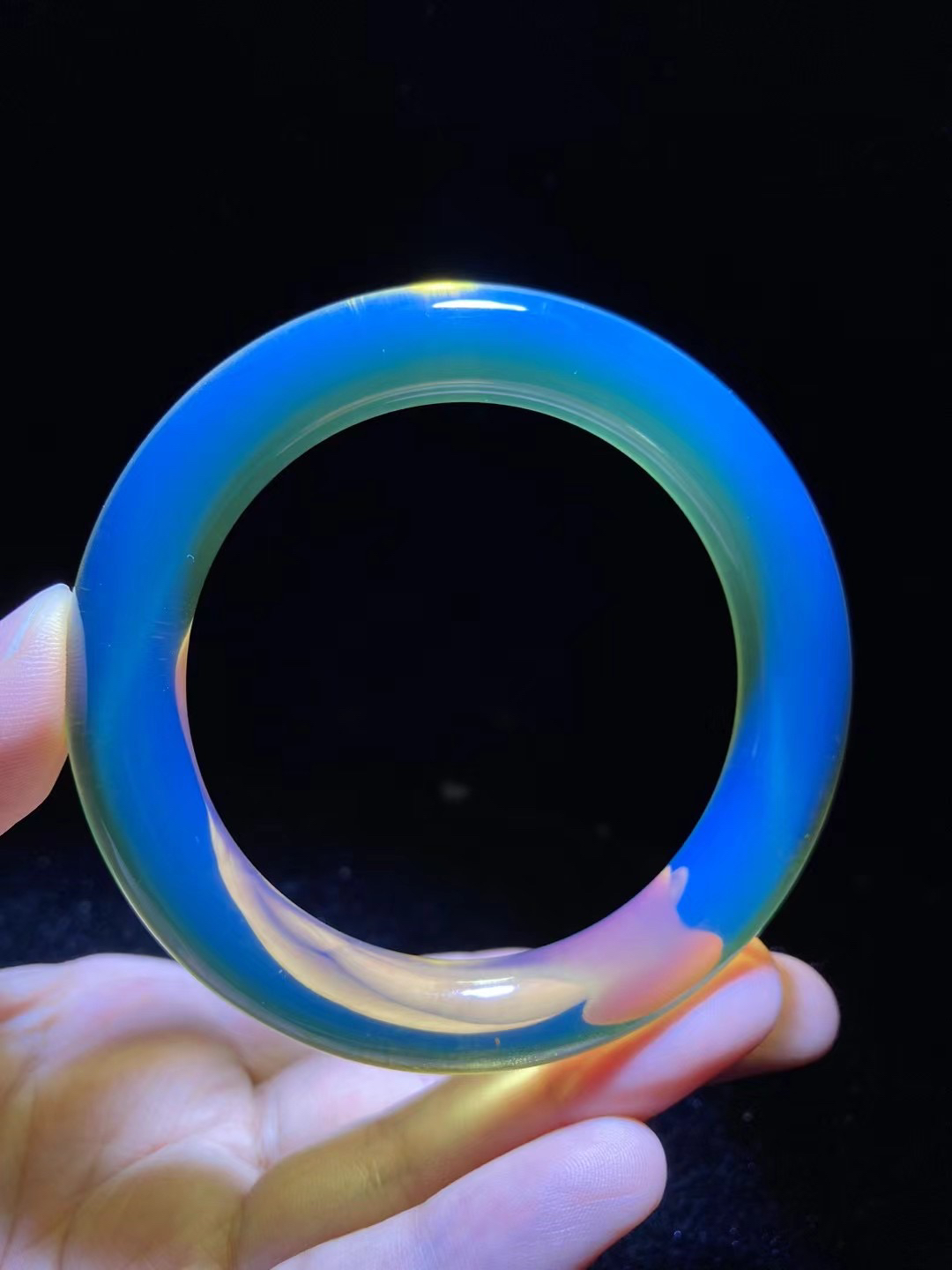 缅甸琥珀高蓝圆条手镯