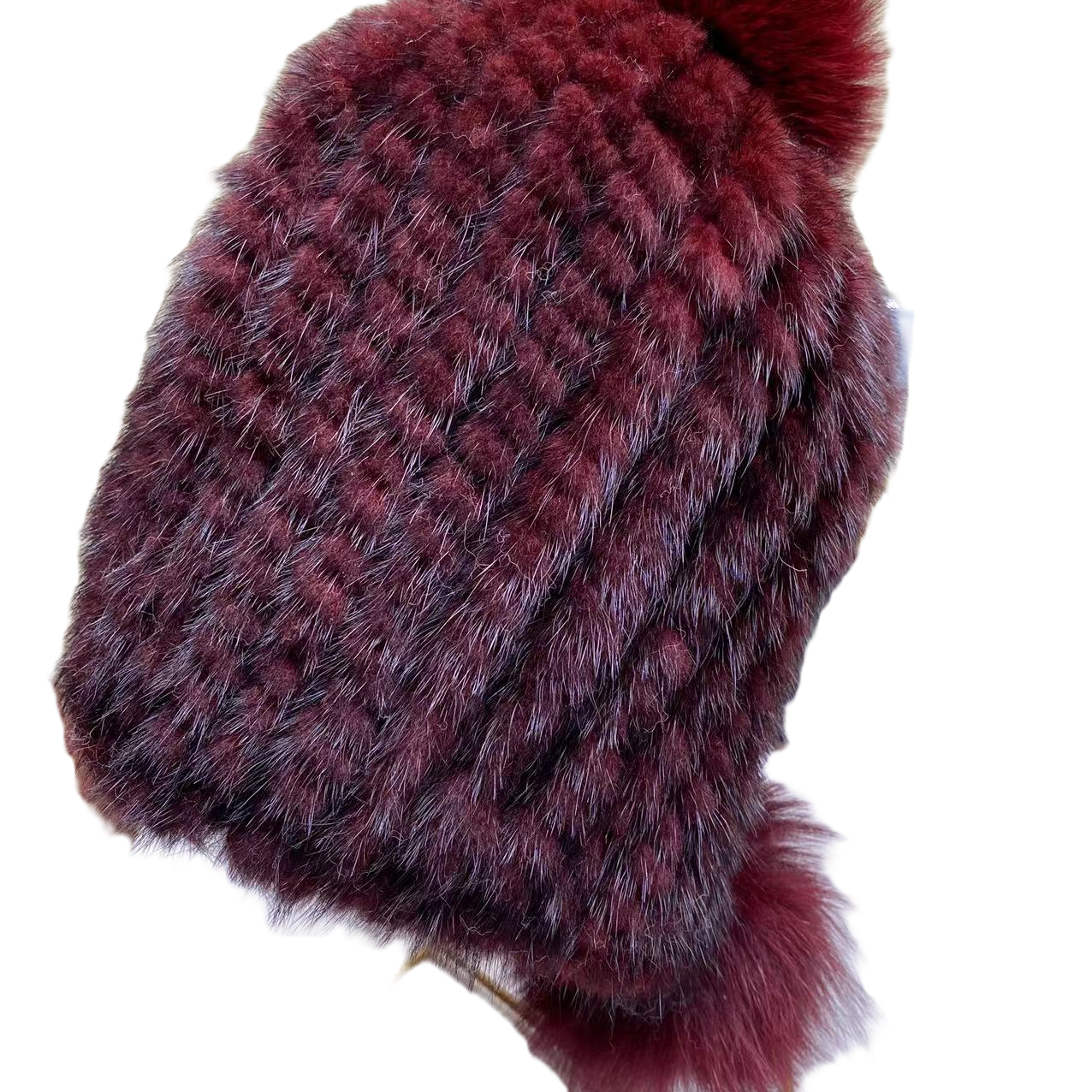 水貂帽子女士水貂皮草编织帽狐狸毛球时尚护耳帽貂毛帽女冬保暖帽