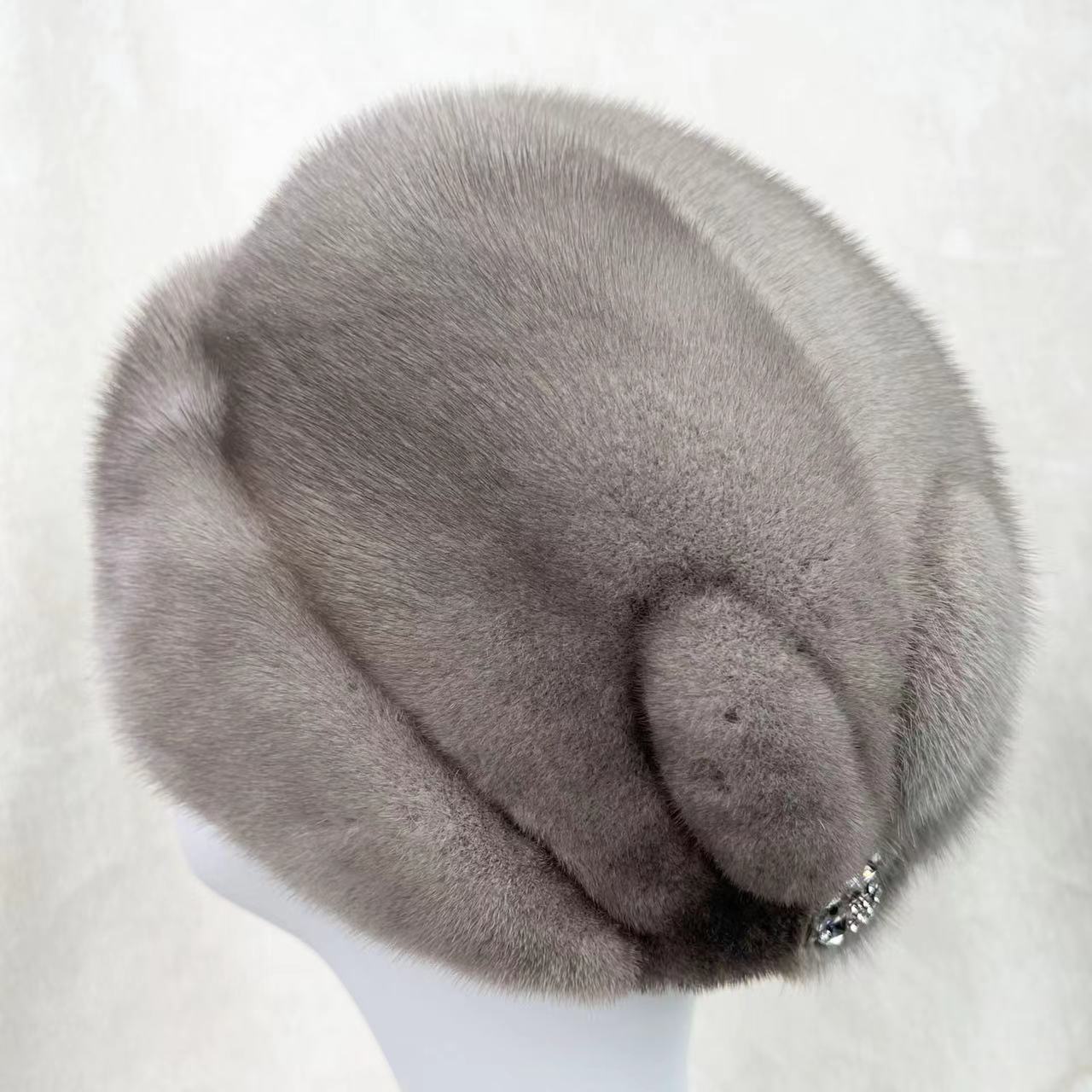 整皮水貂毛皮草女帽秋冬季貂皮女式礼帽中帽子整貂毛三叶女礼帽