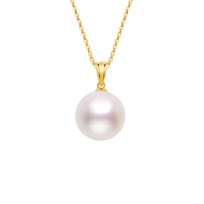 18K金/天然淡水珍珠/厚金版瓜子扣珍珠吊坠（送银链）爱迪生14-15mm