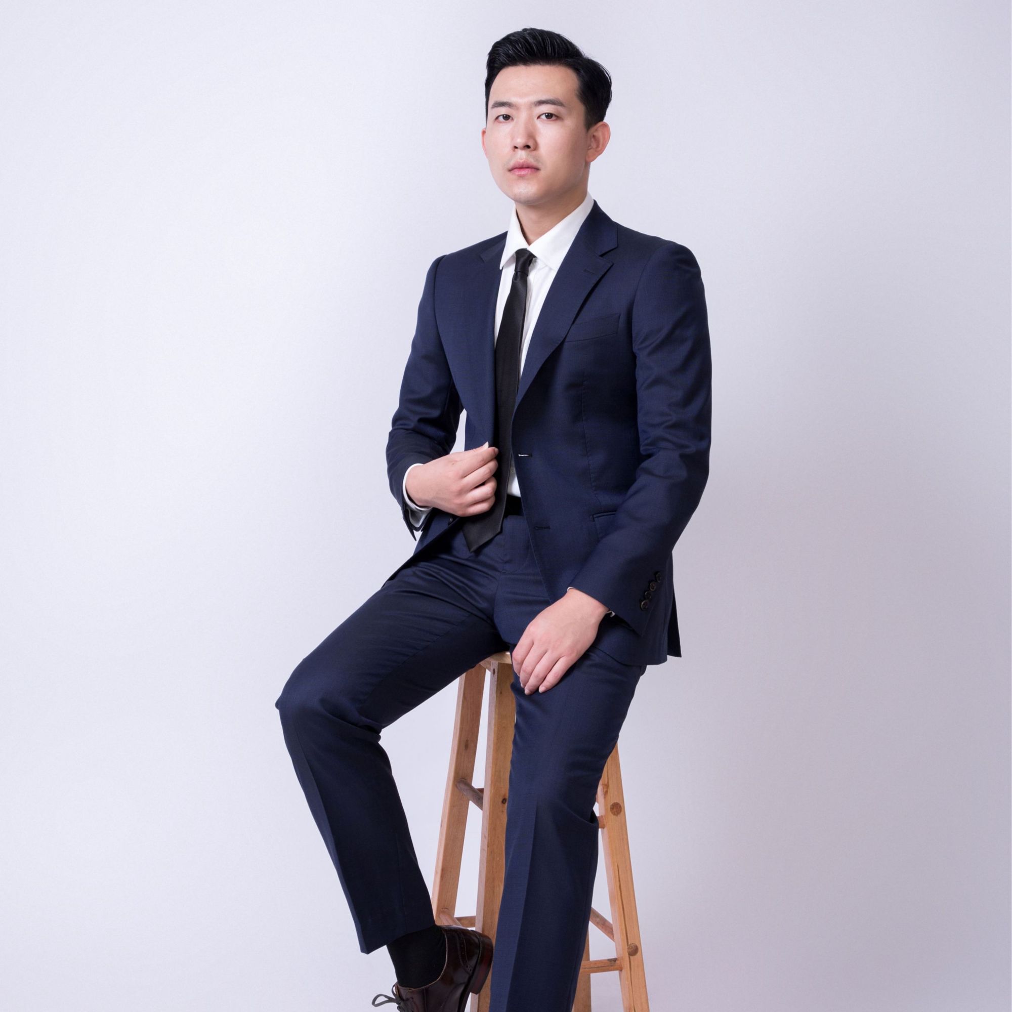 菲斯克墨蓝 套西120支美丽诺羊毛 男士春夏全羊毛西服西装职业