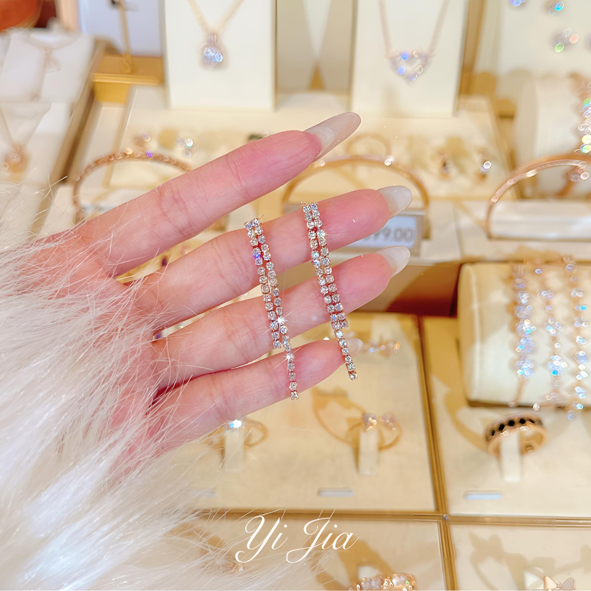 CHAOHANLIAN/潮韩恋 铜合金合成锆石耳饰 时尚高定满天星FS975